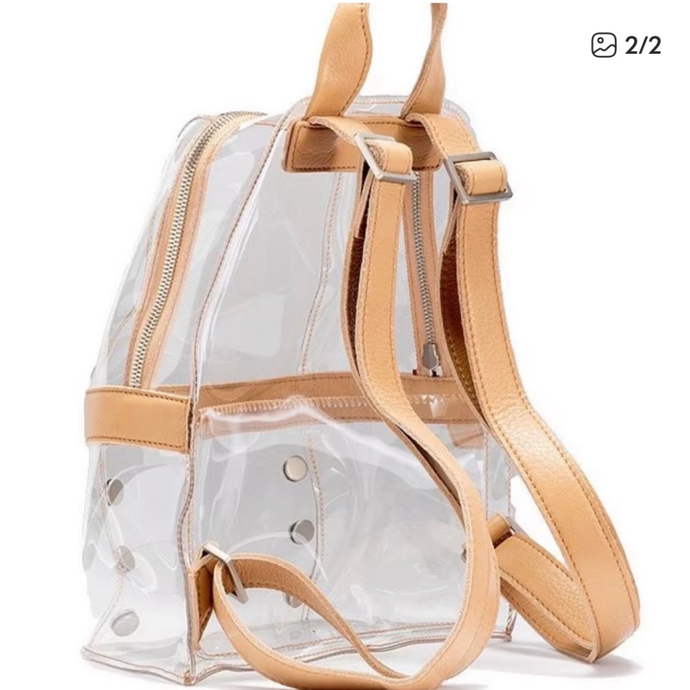 HAMMITT NIB Clear Backpack with tan leather trim & silver grommets - Picture 3 of 13